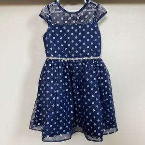 Navy glitter polka dot dress